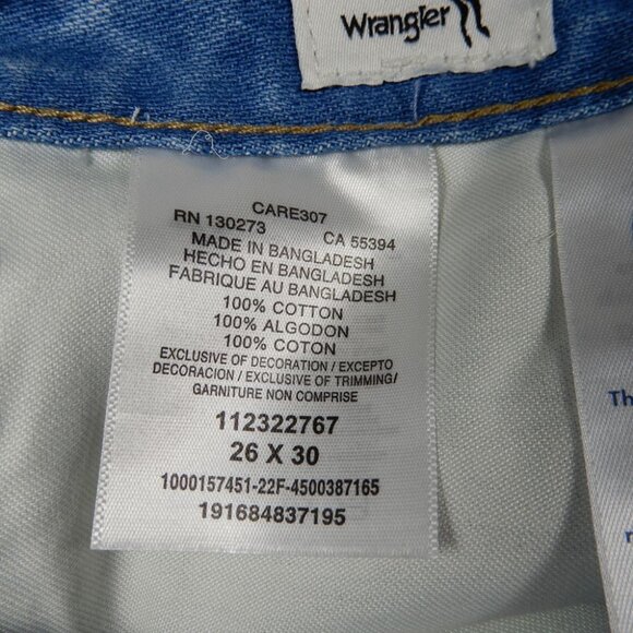 Wrangler Wanderer Flare JEANS Size 26 x 30 Blue Meow Laser Tiger Print NEW - Picture 9 of 16